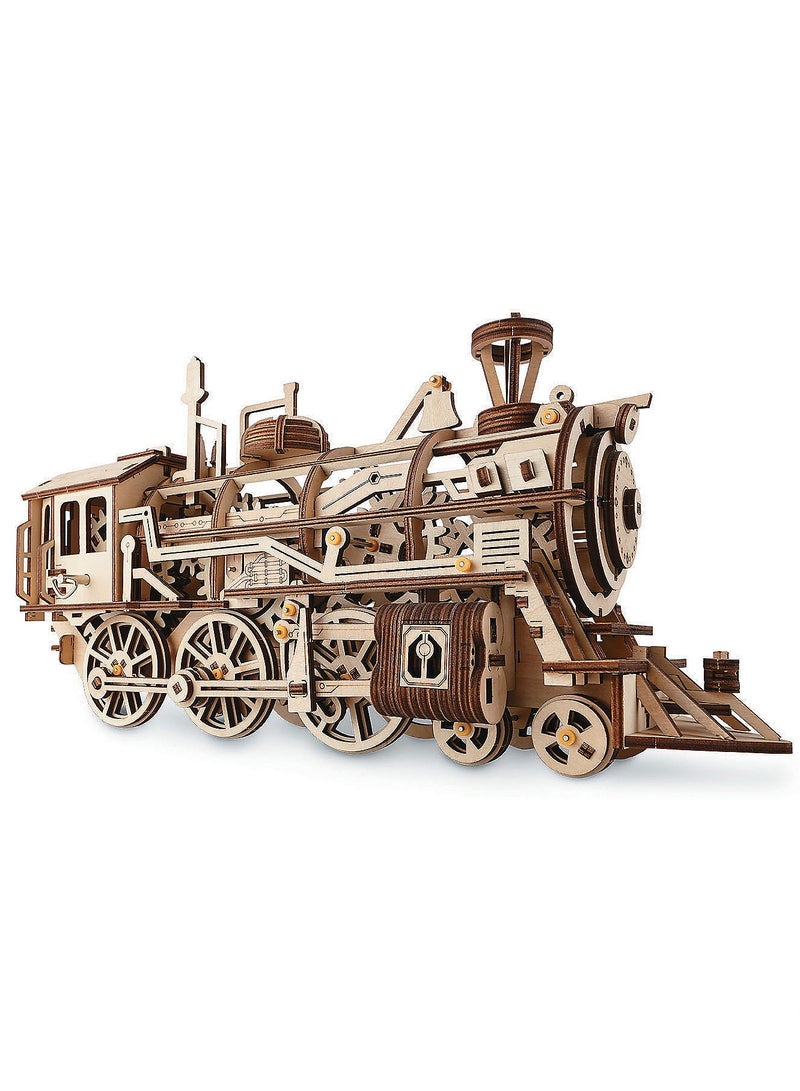 3D Wooden Puzzles for Adults Train Model - Self-Assembly Mechanical Model Kit -Brain Teaser Game for Teens and Adults-Hand Craft Set-Unique Birthday Gift (Locomotive) - Image 1